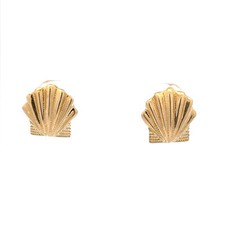 14Kt. Yellow Gold Scallop Shell Post Earrings 17 x 17 mm 