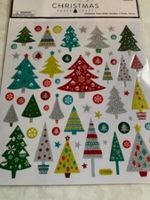 2 SHEETS - CHRISTMAS STICKER GLITTER TREES MULTI-SIZES-SHAPES 126PCS - 2 SHEETS