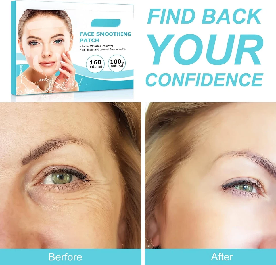 Cerotti Antirughe 160 Pezzi Patch Facciali per Fronte, Viso, Liscianti per La Bo - Immagine 2 di 4