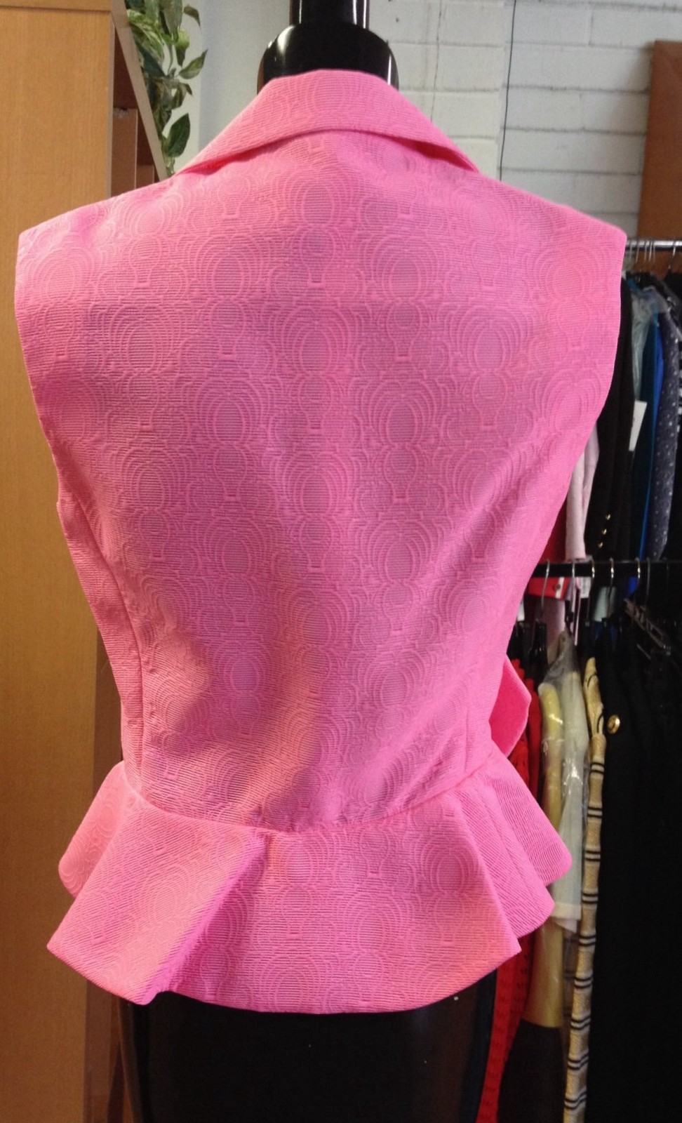 NUOVO YSL YVES SAINT LAURENT gilet giacca top JACQUARD PEPLUM CANDY ROSA 40 8