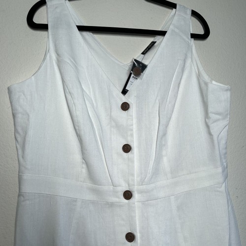 New CITY CHIC Sweety Button Linen Blend Dress S/16 Ivory NWT $159 - Picture 5 of 15