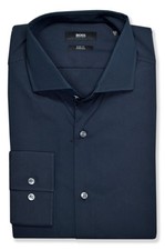 Hugo Boss Mens Navy Blue Jason Slim Fit Button Down Dress Shirt, 42 16.5" HB-122