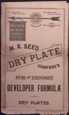 M. A. Seed Dry Plate Company's Pyro & Eikonogen Developer Formulae Dry Plate Ad