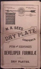 M. A. Seed Dry Plate Company's Pyro & Eikonogen Developer Formulae Dry Plate Ad