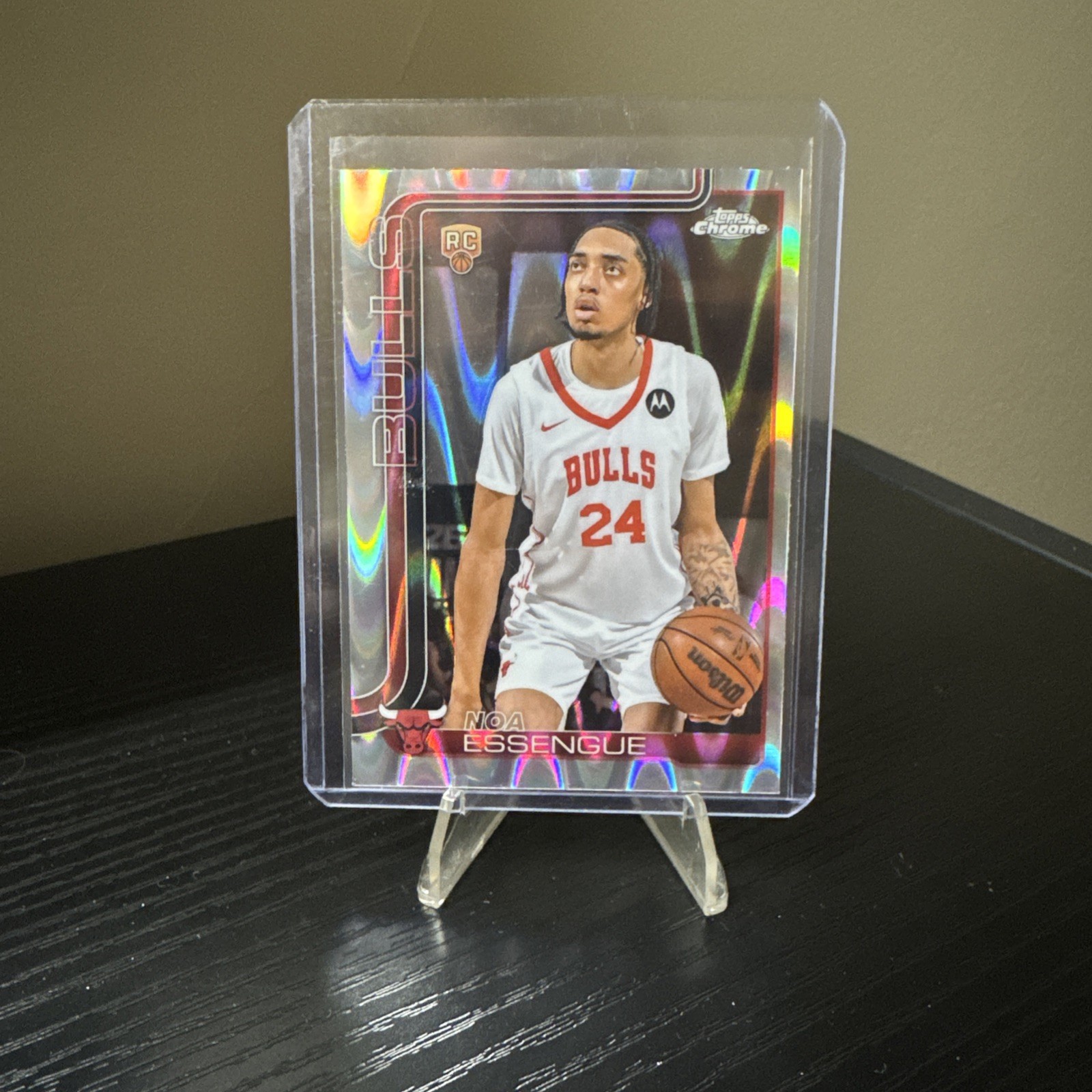 2025-26 TOPPS CHROME RAYWAVE REFRACTOR #262 NOA ESSENGUE RC BULLS