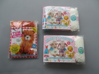 3 Lets Knit kleine Tier Stricksets Tom die Katze, Hase Küken Schaf Gans