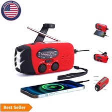Emergency Solar Hand Crank Weather Radio 2000mAh Power Bank Charger Flash Light