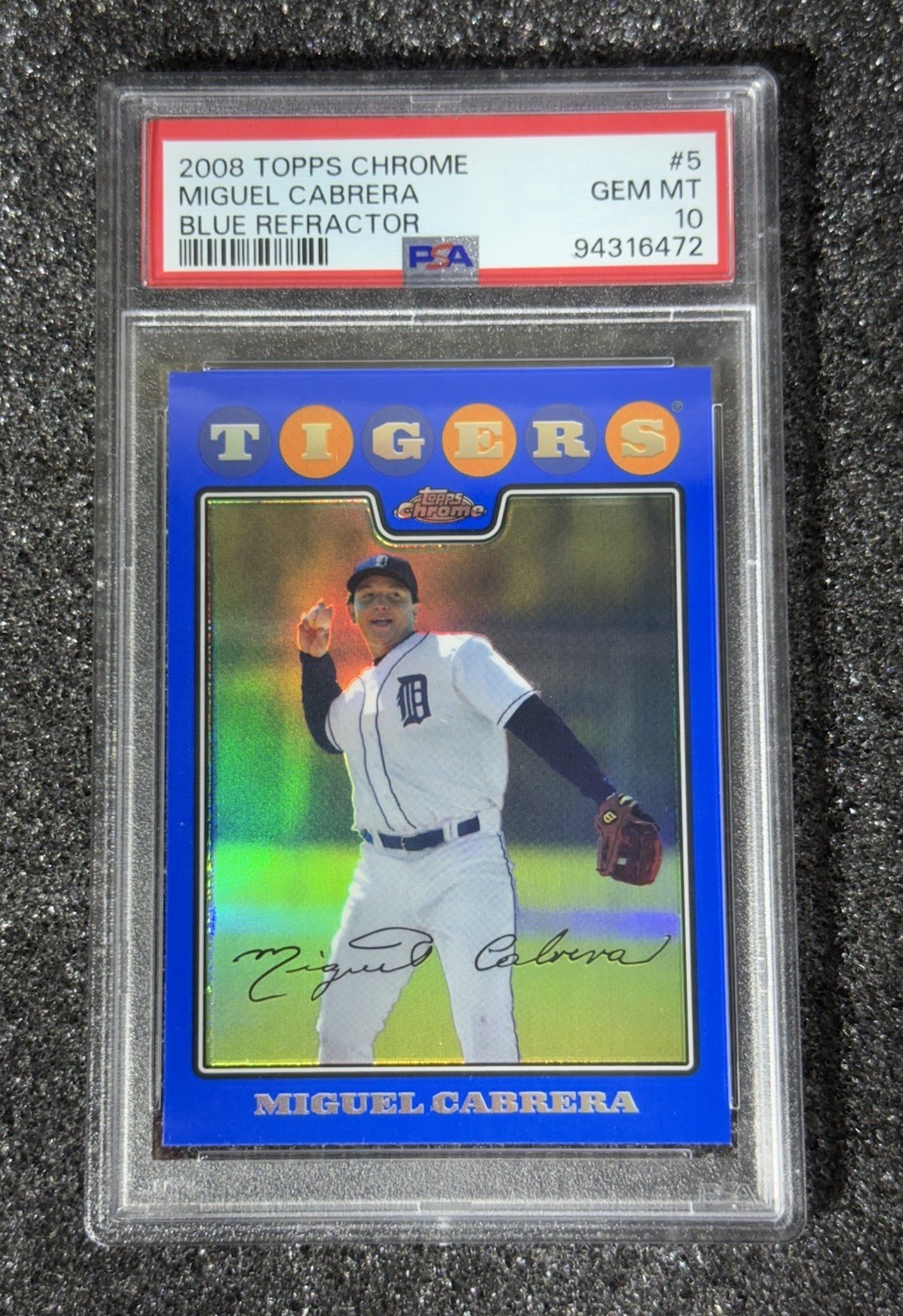 2008 Topps Chrome Blue Refractor Miguel Cabrera #5 PSA 10 Pop 2