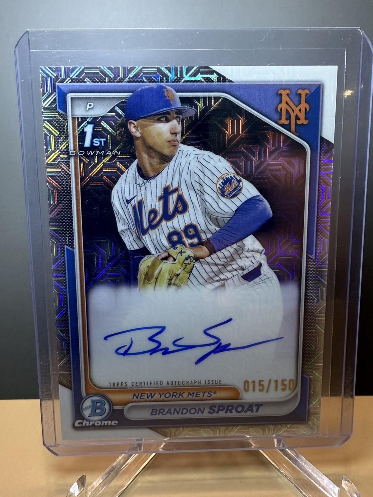 2024 Bowman Chrome Brandon Sproat 1st Auto HTA Choice Refractor /150 Mets
