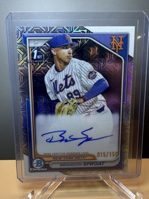 2024 Bowman Chrome Brandon Sproat 1st Auto HTA Choice Refractor /150 Mets