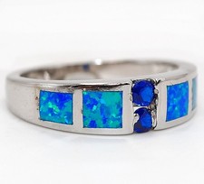 1CT Treated Sapphire 925 Solid Sterling Silver Ring Sz 8 TD6