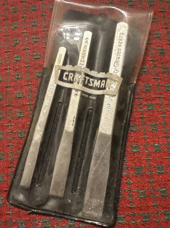 Vintage Craftsman 3pc Cold Chisel Set 4309 Made in USA 🇺🇸 NOS