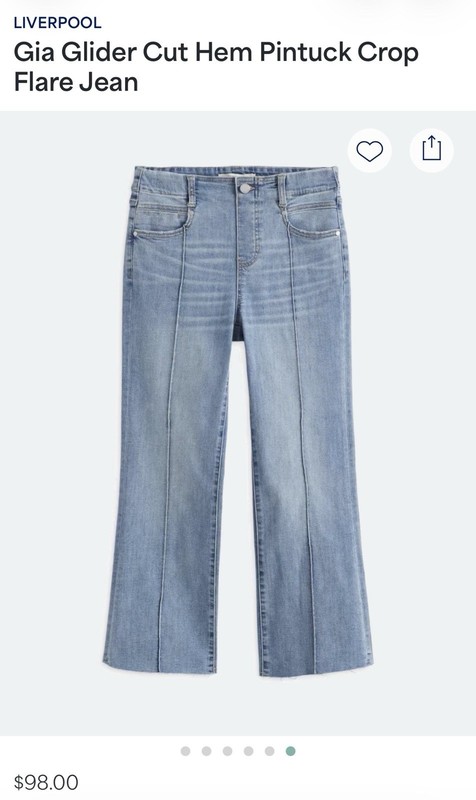 NEW Liverpool Gia Glider Pintuck Cut Hem Crop Flare Jeans Size 10