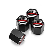 4PCS American Flag Tire Valve Stem Caps for Car, Auto Anti-Rust Black/Red