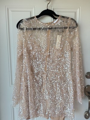 Mable For Anthro Sydney Sequin Sheer Overlay Dress