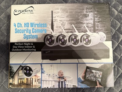 Supersonic 4CH, 1080P Security Camera System  Indoor/Outdoor WiFi, Waterproof