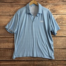 Under Armour Polo Shirt Mens XL The Playoff Blue Geometric Stretch Golf