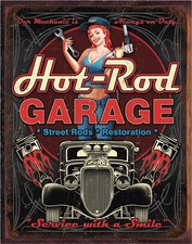 Hot Rod Garage Pistons street rod Tin Sign wall decor 12.5" x 16" Made in USA