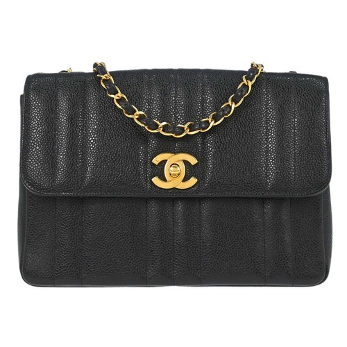 Chanel Black Calfskin Mademoiselle Straight Flap Shoulder Bag 188740