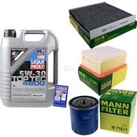 Mann Inspektionspaket 5L Liqui Moly Top Tec 5W-30 FüR CitroëN Berlingo 2.0 Hdi
