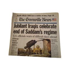 The Greenville News Apr 10 2003 Newspaper Saddam Hussein Regime Fall Iraq War