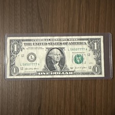 $1 Dollar Bill Fancy Serial Number 7777 | L58507777A |