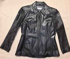Y2K Wilsons Black Leather Jacket Fitted Removable Insulated Vest Linner Wms LG