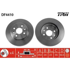 2x TRW DF4410 Bremsscheibe für KIA RIO DC Bremsscheiben
