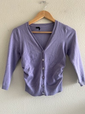 Maurices Y2K Button Up Cropped Cardigan Sweater Top XS Lavender Pastel Festival