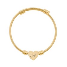 Engraved Heart Initial Cuff Bracelet. A
