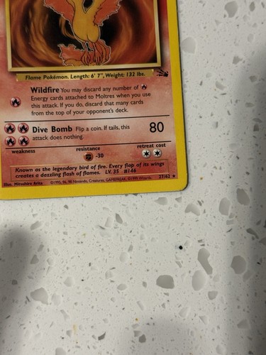 Vintage Moltres Pokemon Card 1995, 96, 98 , 99 EXCELLENT - Picture 4 of 8