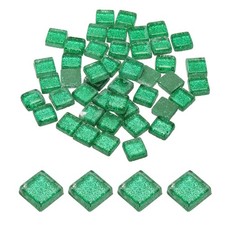110Pcs 1x1cm Glitter Square Mosaic Tiles Glass, Green