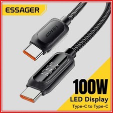 ESSAGER USB-C to USB-C Cable 100W 5A PD Fast Charging LED Display Cord