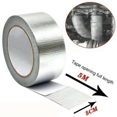 Auspuff Verteiler Titan Hitze Wrap Klebeband Thermo Wrap Silber & 6 Kabelbinder.