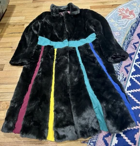 Staud Bungalow Faux Fur Coat Sz L EUC Colorful!