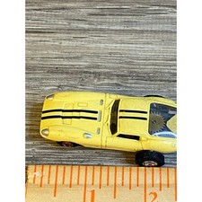 Vintage Yellow Slot Car Black Racing Stripes 2 Inch Miniature Racer Jag Style