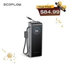 EcoFlow Rapid Power Bank 25000mAh 100W Built-in & Retractable Cables Compatible