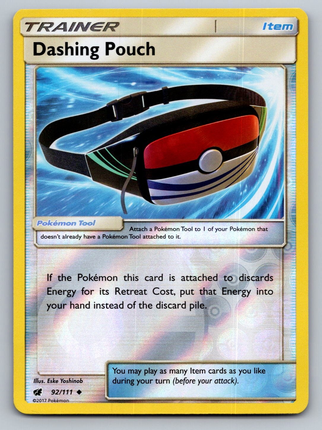 Dashing Pouch 92/111 Uncommon Crimson Invasion Pokemon Reverse Holo LP