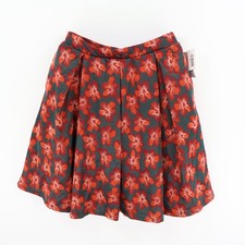 LulaRoe Pleated Skirt Womens Size L Orange Floral Polyester Stretch Pockets NEW