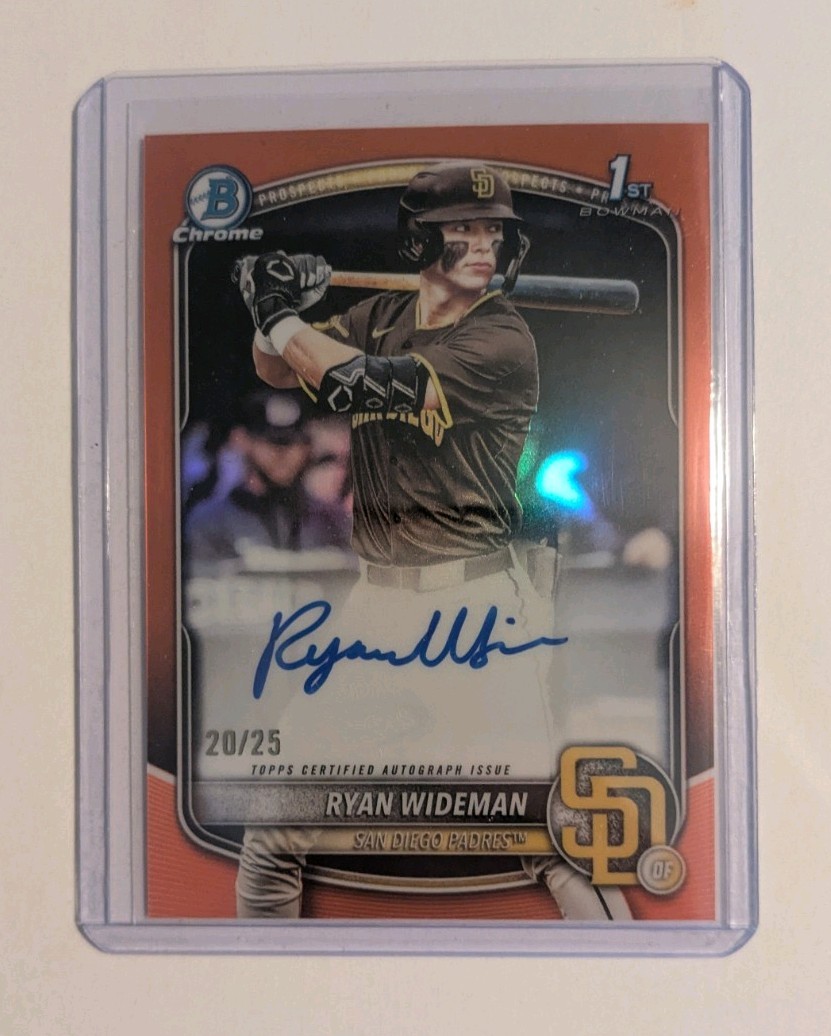 RYAN WIDEMAN 2025 BOWMAN CHROME DRAFT 1ST ORANGE REFRACTOR AUTO /25 Q4115