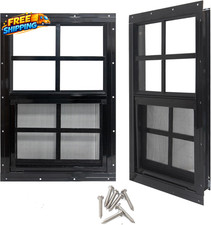 14 X 21 Shed Windows with Tempered Glass and Fiberglass Screen 2 Pack Small