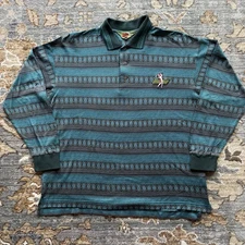 VTG Kenzo Paris Long Sleeve Golf Knit Polo Shirt Sz 4 Large Teal Blue 80s Japan