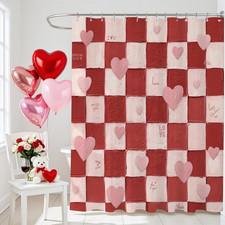 Red Valentines Shower Curtain - Sweet Love Kiss Me Heart Shower Curtain for Vale