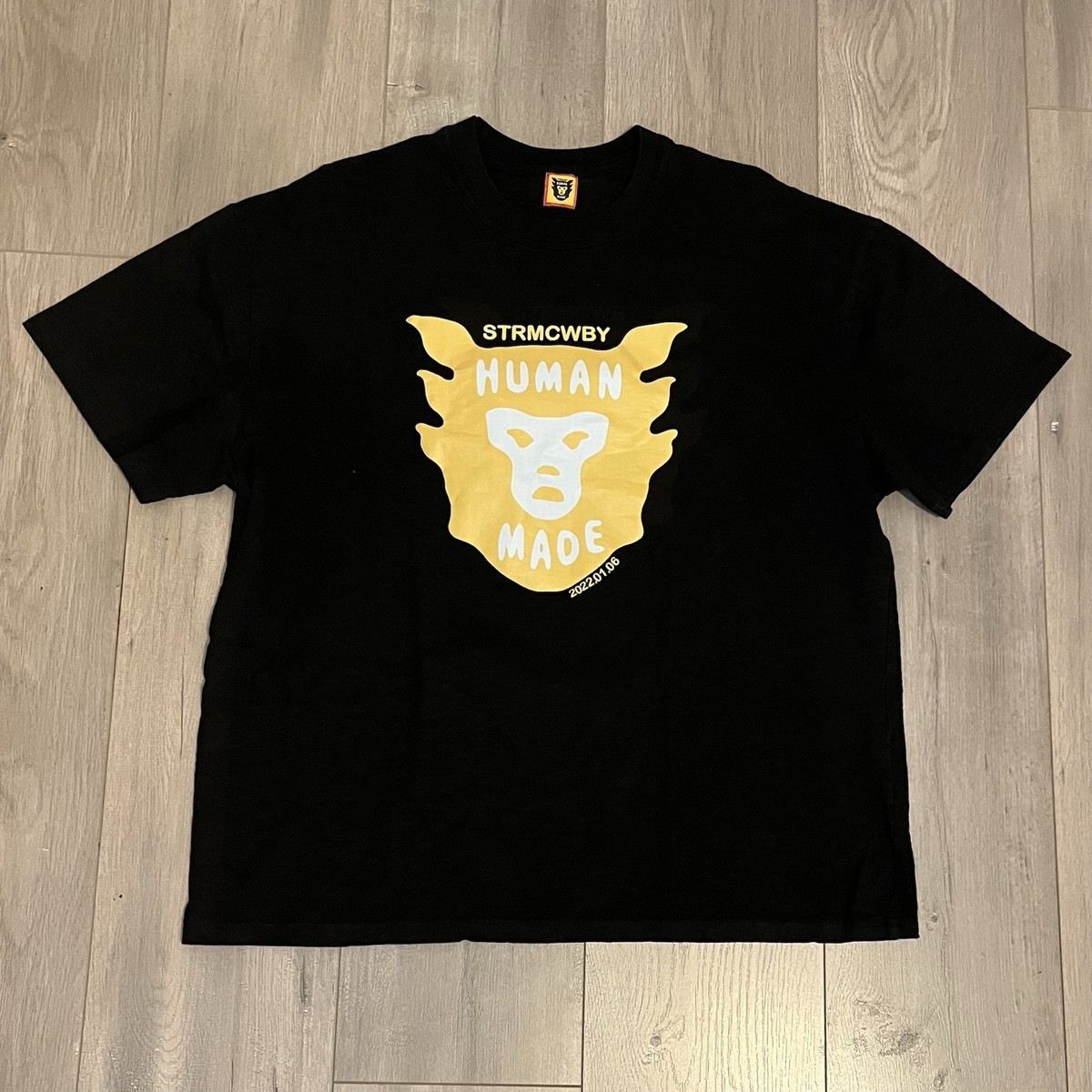 Human Made Dry Alls STRMCWBY Black Yellow T-Shirt Men Size X-Large
