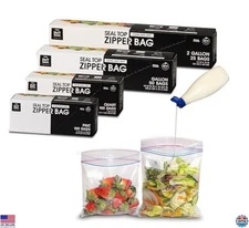 275 Count Zip Storage Bags - 4 Sizes, BPA-Free, Heavy Duty, Microwave Safe