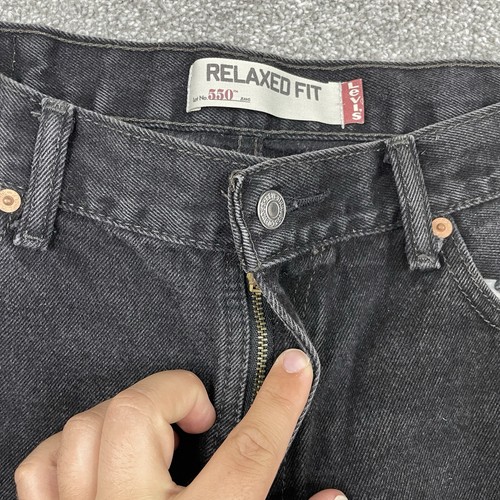 Levi’s 550 Jeans 36x34 (Fit 34x33) Relaxed Fit Straight Leg Black Y2K Denim - Picture 10 of 11