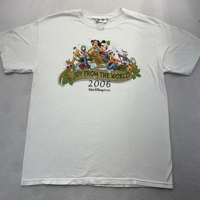 Vintage 2006 Walt Disney T-Shirt Mens Large White Joy From The World Christmas