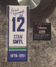 STAN SMYL AUTOGRAPH JERSEY RETIREMENT NIGHT BANNER VANCOUVER CANUCKS COA SIGNED