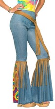 Rubies Women's Hippie Pants with Belt Costume, X-Small-Small Bell Bottoms