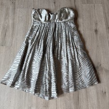 NWT Express Zebra Striped Strapless Silk Mini Dress Womens 4 Layers Whimsy